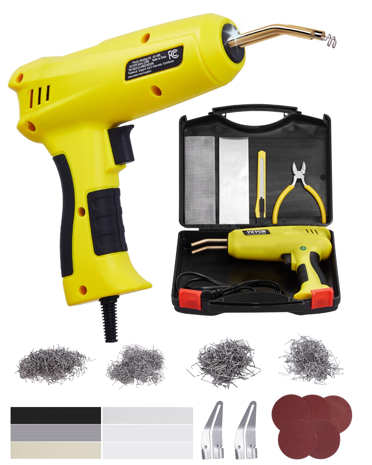 VEVOR Plastic Welder 220W Plastic Welder Gun Kit with 800 Staples & 56 Rods