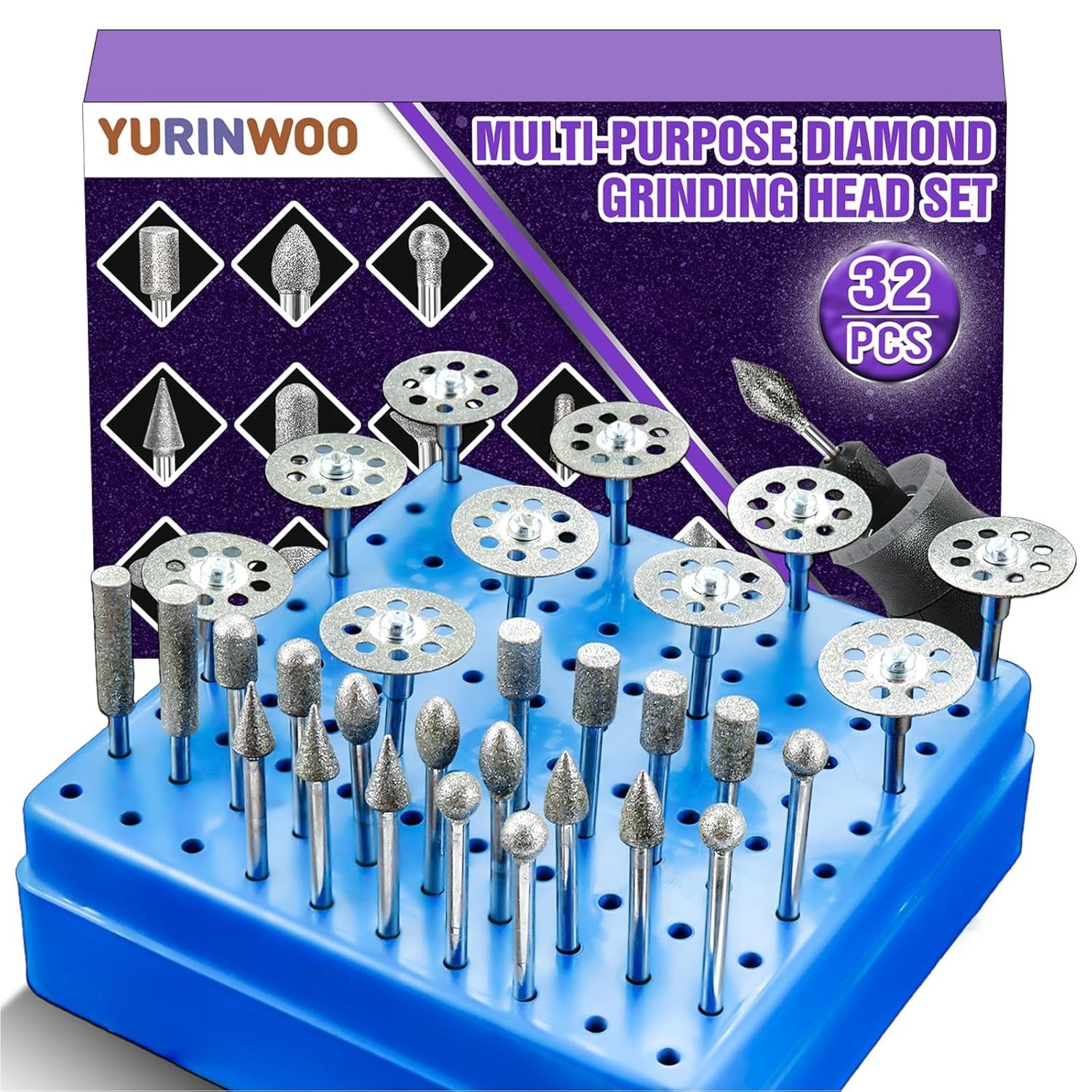 Ultra-Thin Diamond Cutting Wheels & Grinding Bits Set – 32 Pcs for Dremel Tools