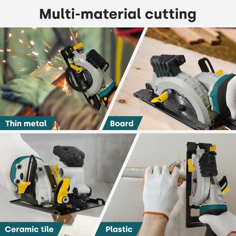 Mini Circular Saw, 5.8A 4-1/2&Prime; Electric Circular Saws 6 Saw Blades, Laser Guide