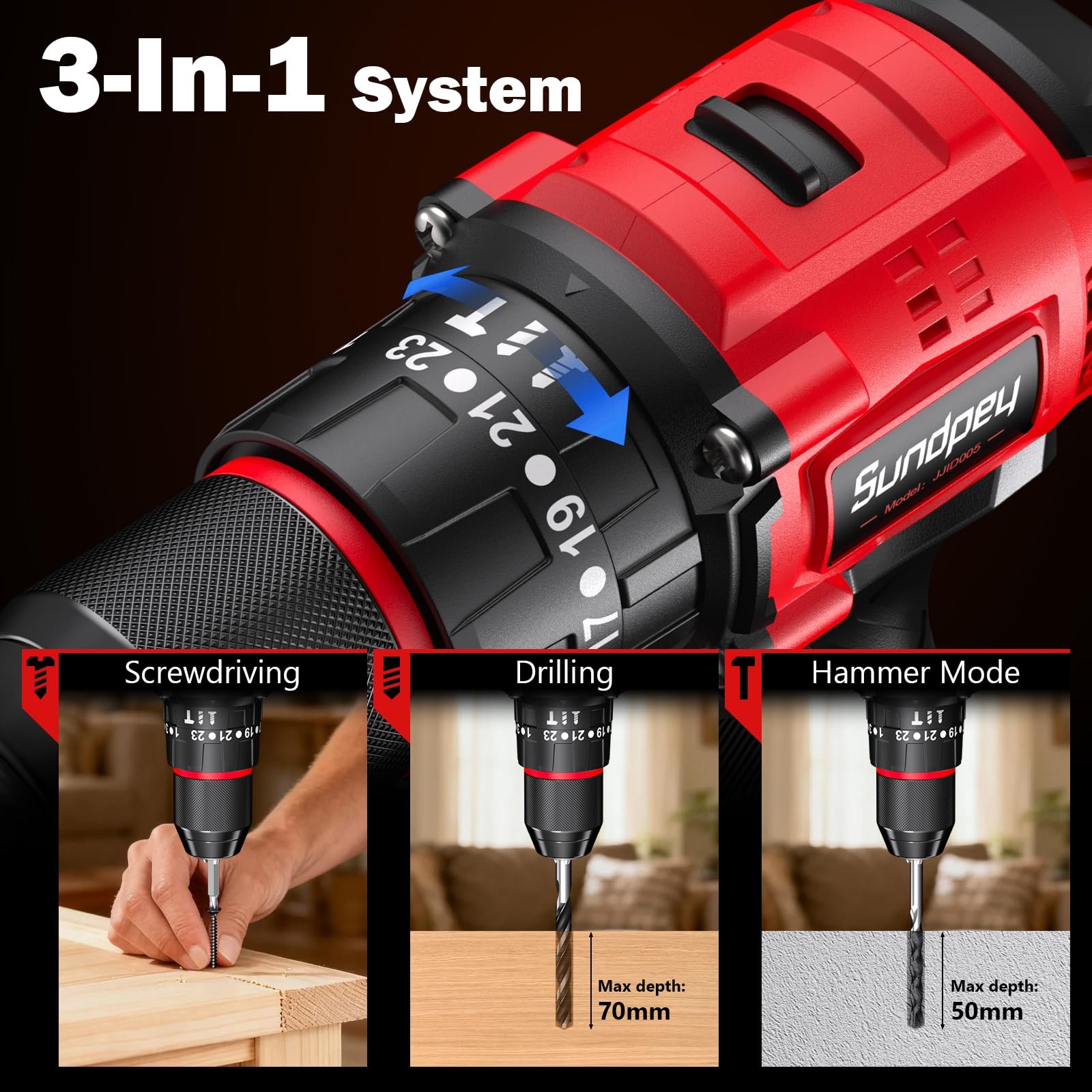 Cordless Power Drill Set – 620in-lbs 23+3 Brushless Drill w/ 2 × 2.0Ah Batter…