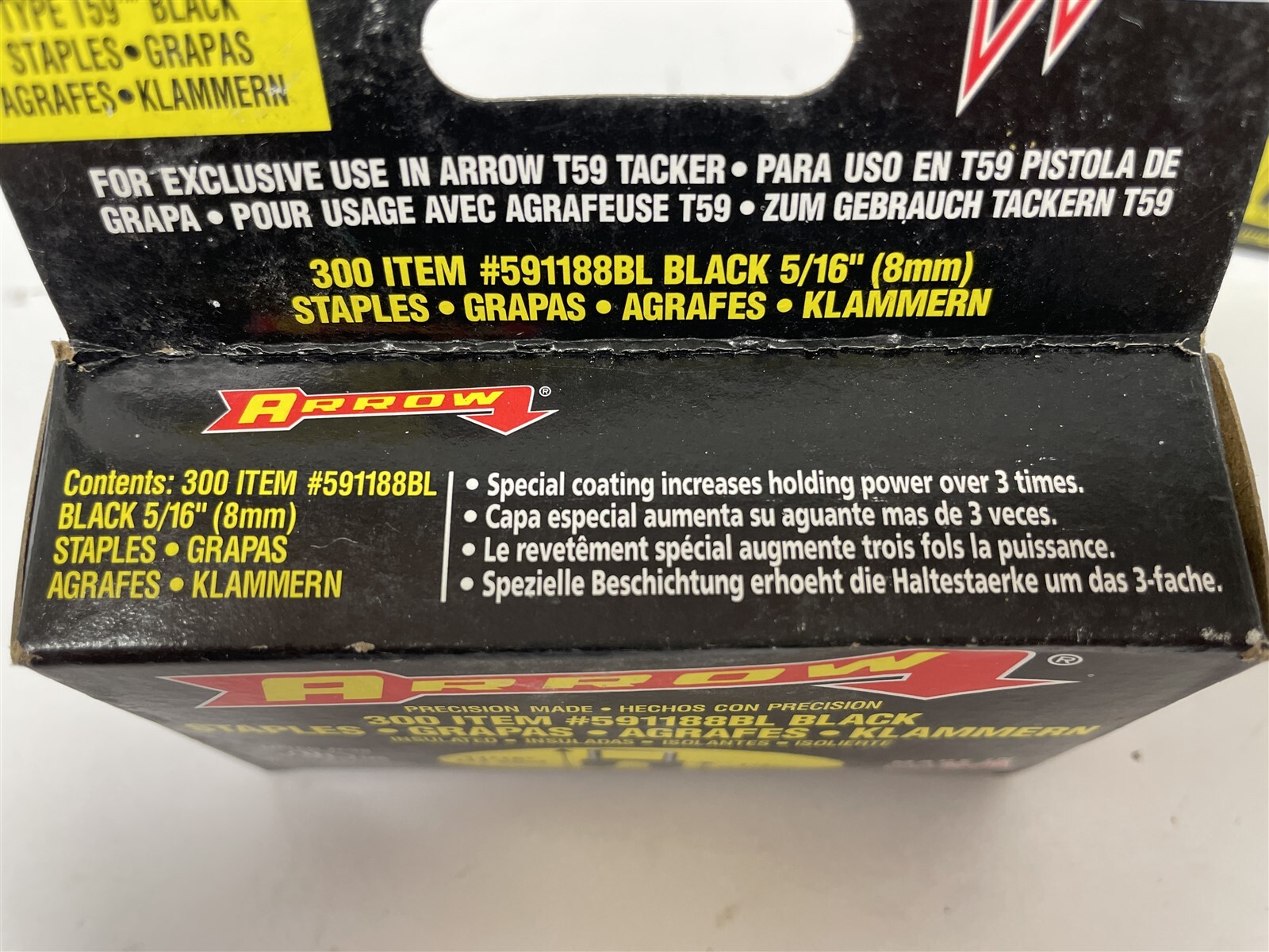 300 Arrow T59 5/16&Prime; Insulated Steel Staple BLACK Wire Cable Fastener 591188BL