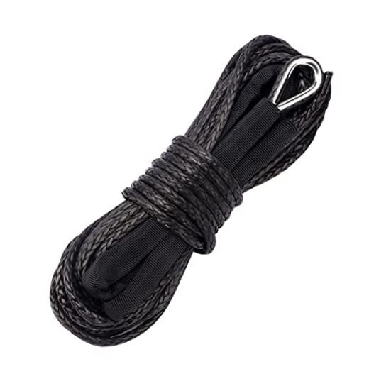 Synthetic Winch Rope Winch Cable,10000 LBS | Winch Cable Line 1/4&Prime; x 50ft Black