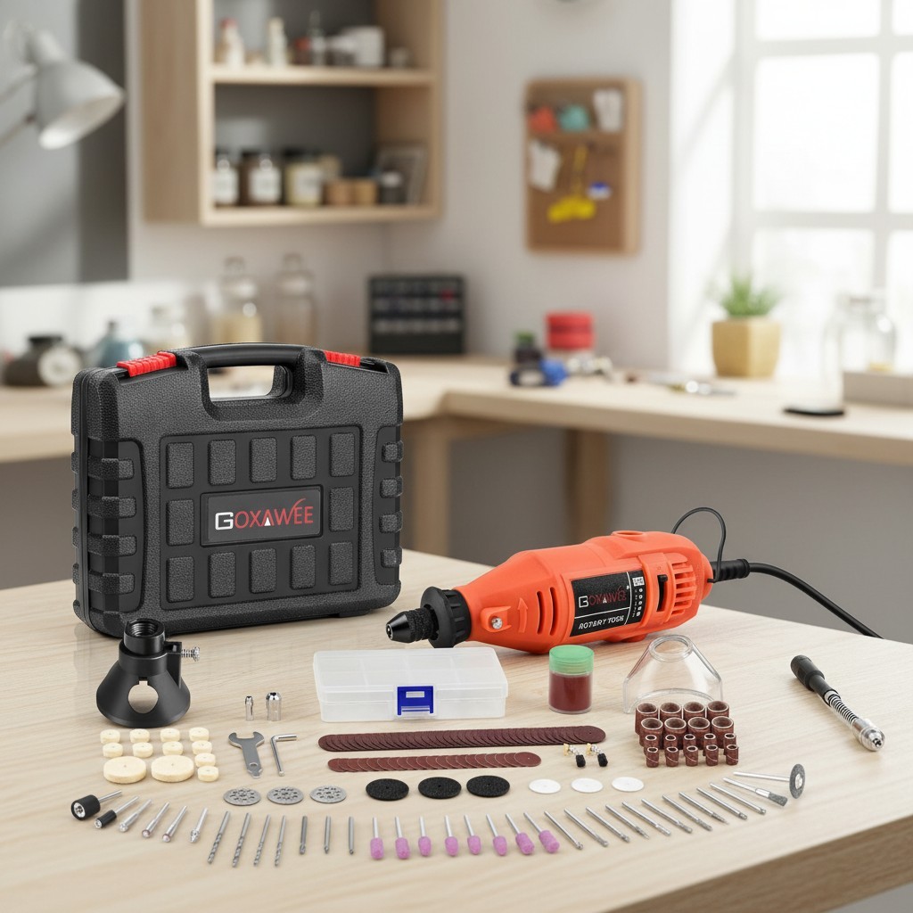 Versatile Rotary Tool Kit with Keyless Chuck & 140 Accessories for DIY Projects