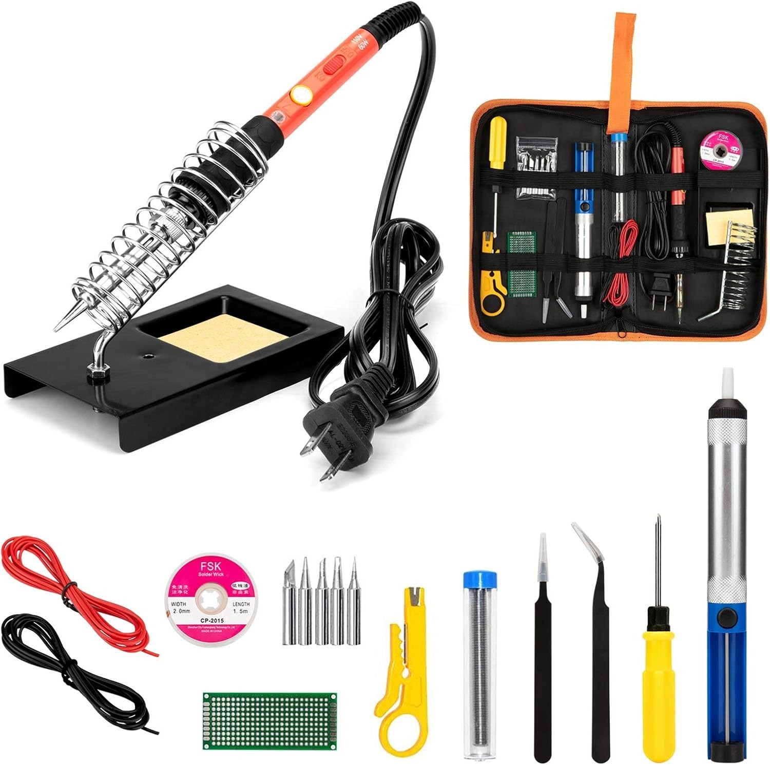 60W Adjustable Temperature Soldering Iron Kit – Rapid Heating & Safety Features