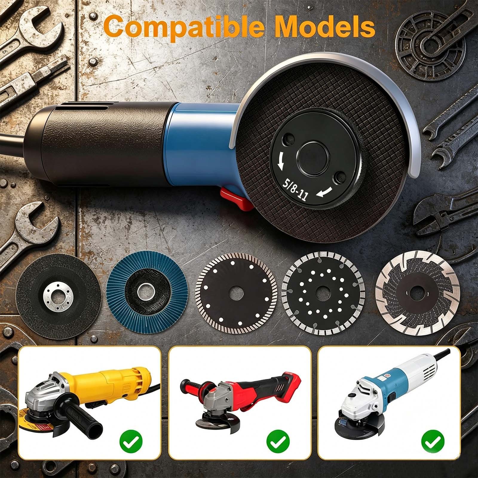 Angle Grinder Flange Nut Kit 5/8&Prime;-11 D-Ring & Knurled for Workshop Garage Use