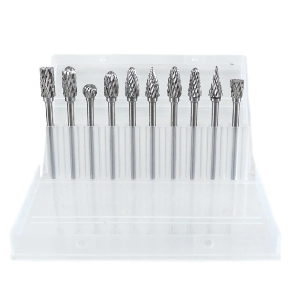 10Pcs Tungsten Carbide Rotary Drill Bits 1/8&Prime; Shank Burr Die Grinder Carving Set