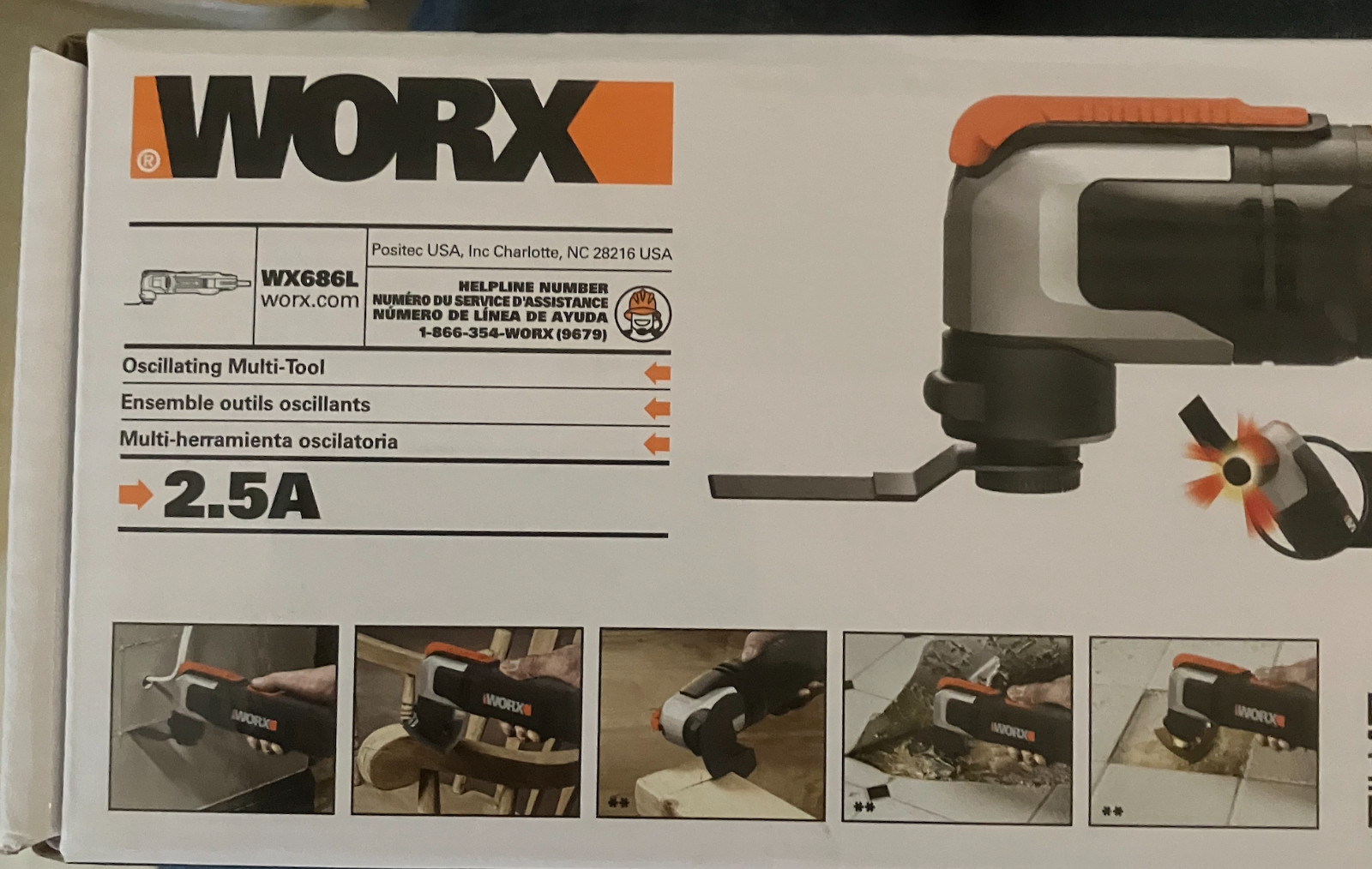 WORX WX686L 2.5A Oscillating Multi-Tool with Onboard clip-in wrench