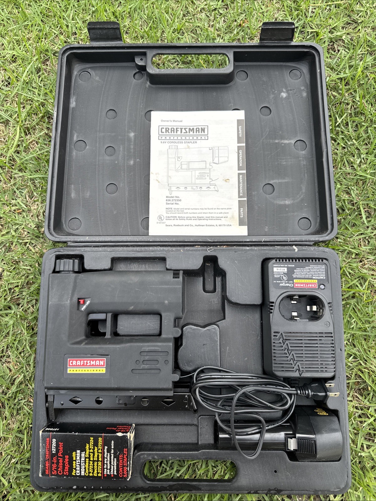 Craftsman Professional 9.6V Cordless Stapler 836.272350 Complete Kit