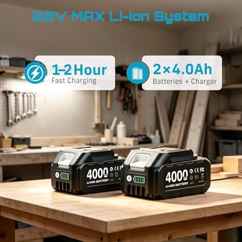 Drill Impact Kit 2x 4000mAh Battery Fast Charger