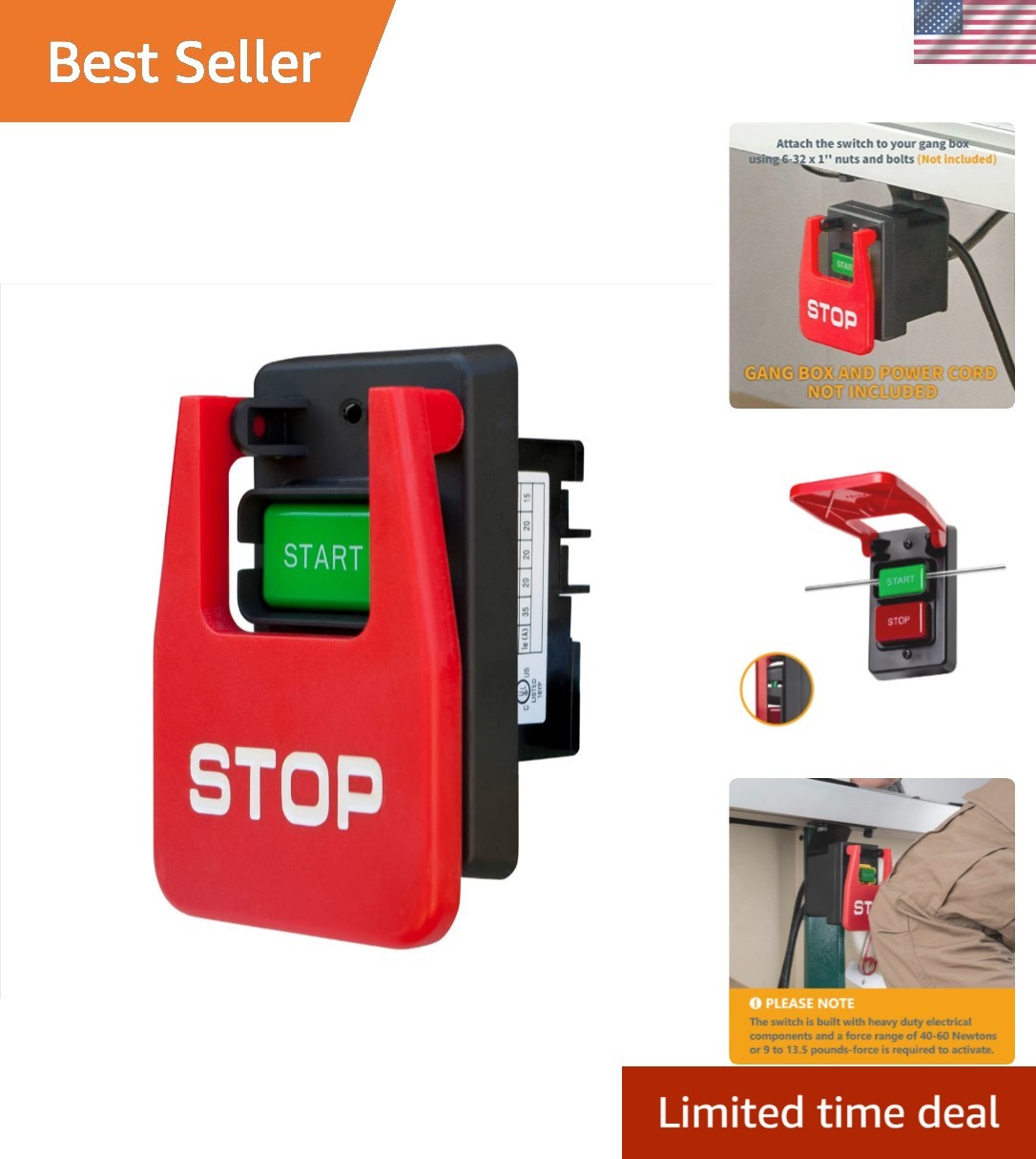 120V/230V Dual Voltage, Paddle Switch, 16 Amps at 230 Volts, Large Knee Paddl…
