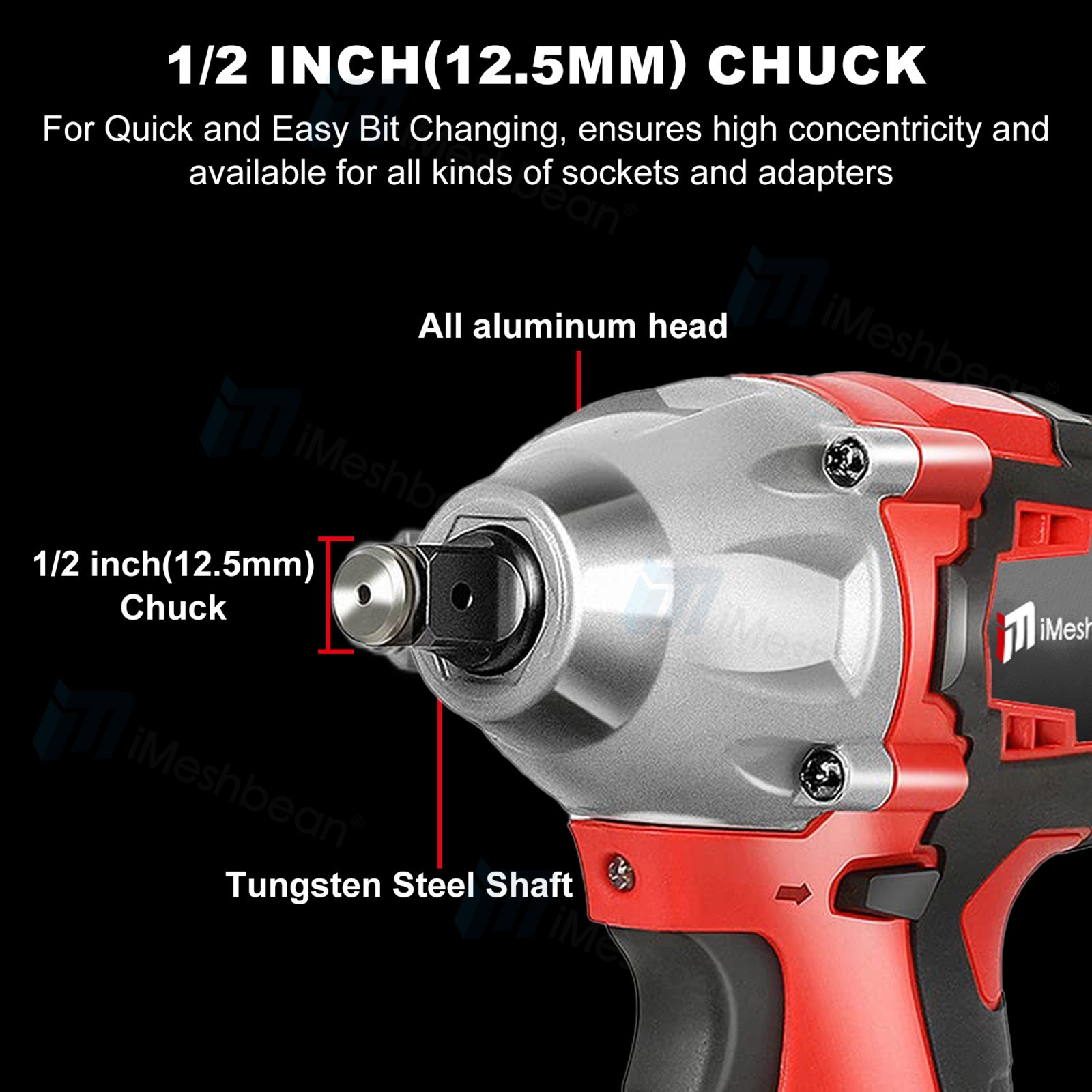 21V Cordless Impact Wrench 1/2&Prime; 800Nm High Torque Brushless Drill 2PC 4A Battery