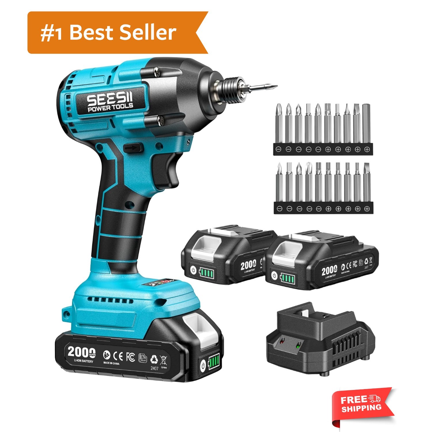 Cordless Impact Driver Kit, 21V Max Torque 1590 In-lbs180 N.m Impact Driver S…