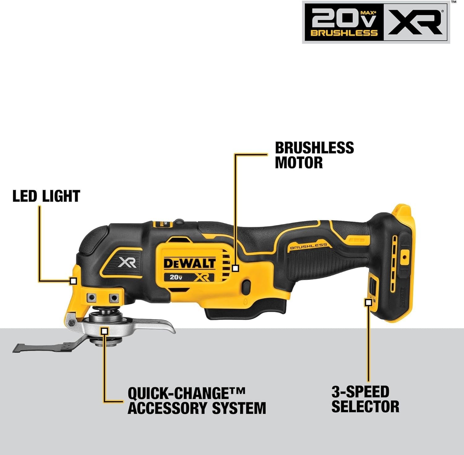 New DeWALT 20V Max XR Brushless 3-Speed Cordless Oscillating Multi-Tool DCS356B