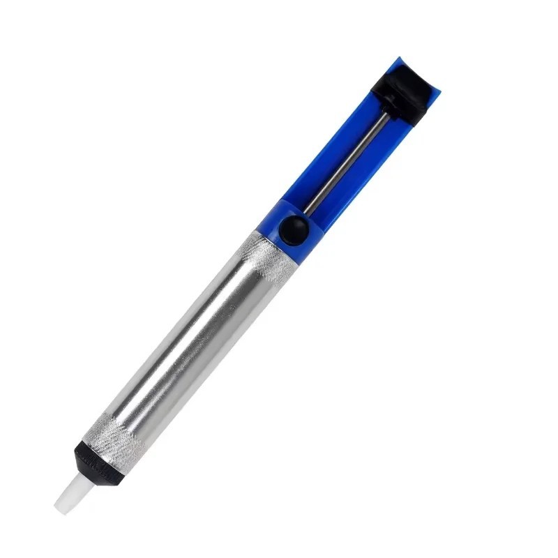 Metal Desoldering Pump Sucker Solder Irons Removal Remover Tool Blue Silver