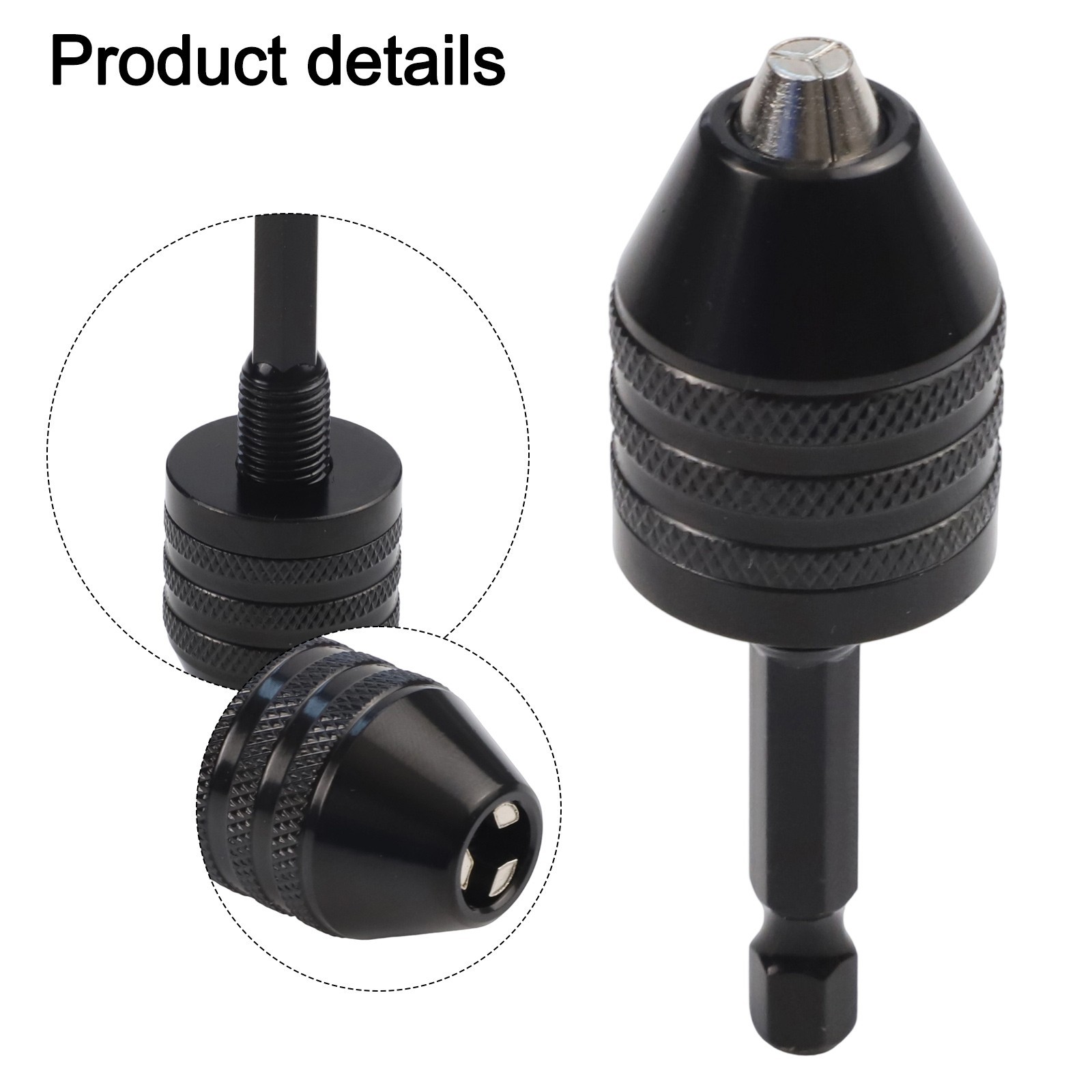 0.3-6.5mm Keyless Drill Bit Chuck Adapter Converter For Impact Driver Hex Shank