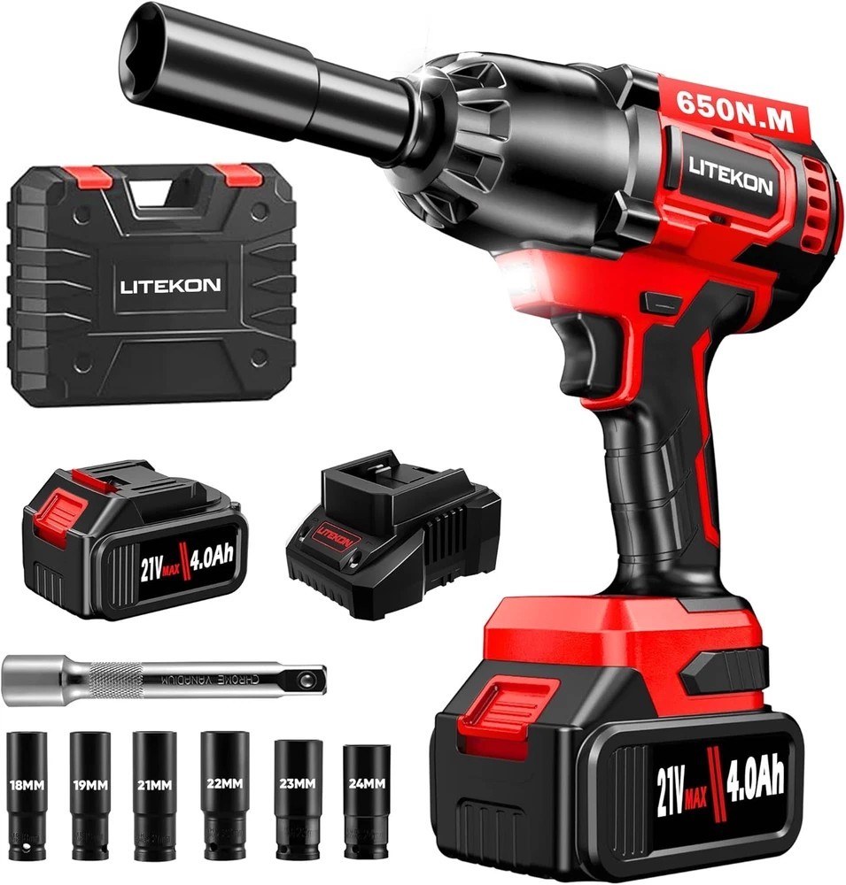 Cordless Impact Wrench 1/2 Inch, 480Ft-lbs (650N.m) Brushless High Power Impact