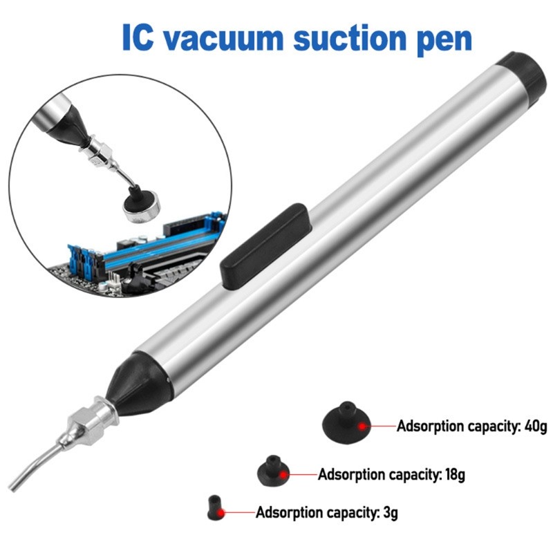 IC Tweezers Pick Up Tool Vacuum Sucking Pen Suction Remover with 3 Headers