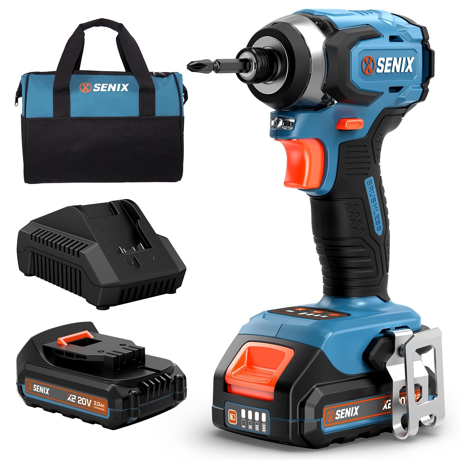 SENIX X2 20 Volt Max* 1/4-Inch Cordless Impact Driver Kit (PDIX2-M2)