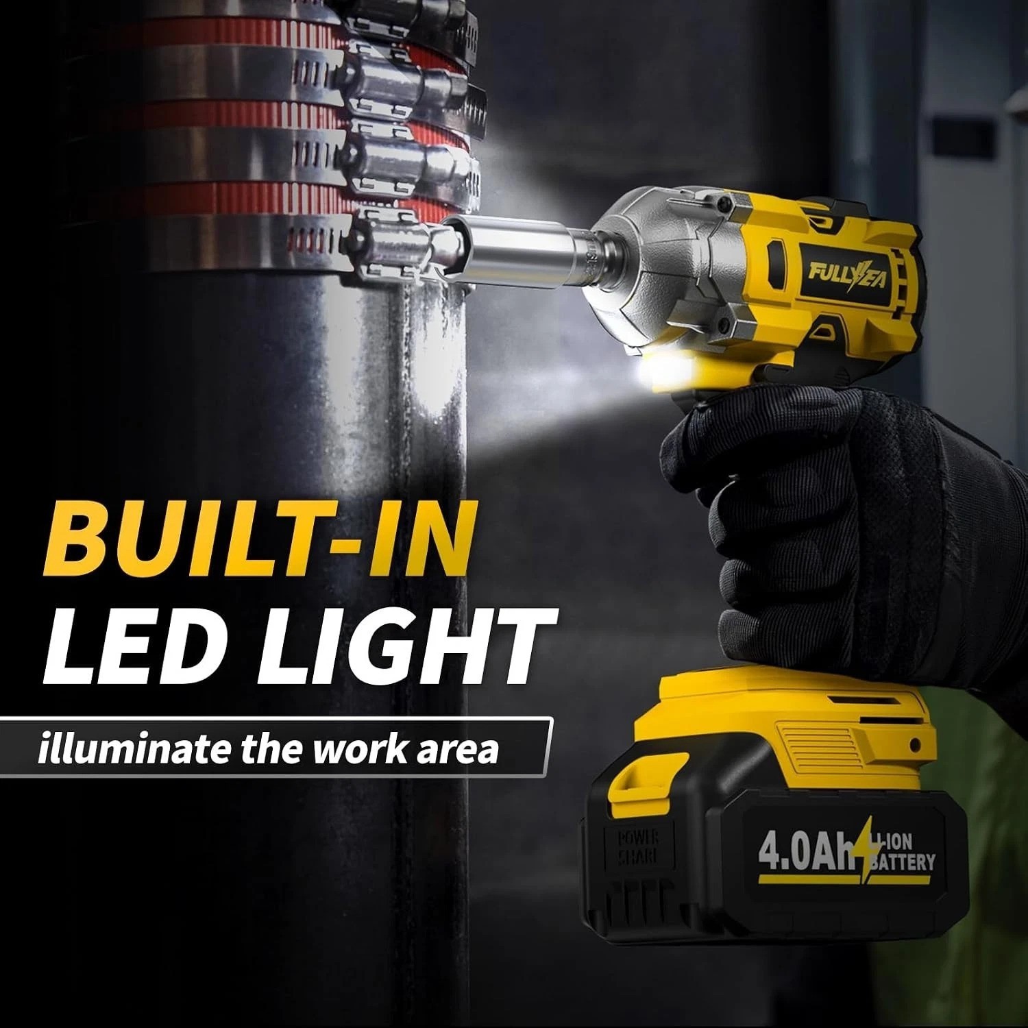 1/2 inch Cordless Impact Wrench, 406Ft-lbs 550N.m Brushless Impact Driver, 2x…
