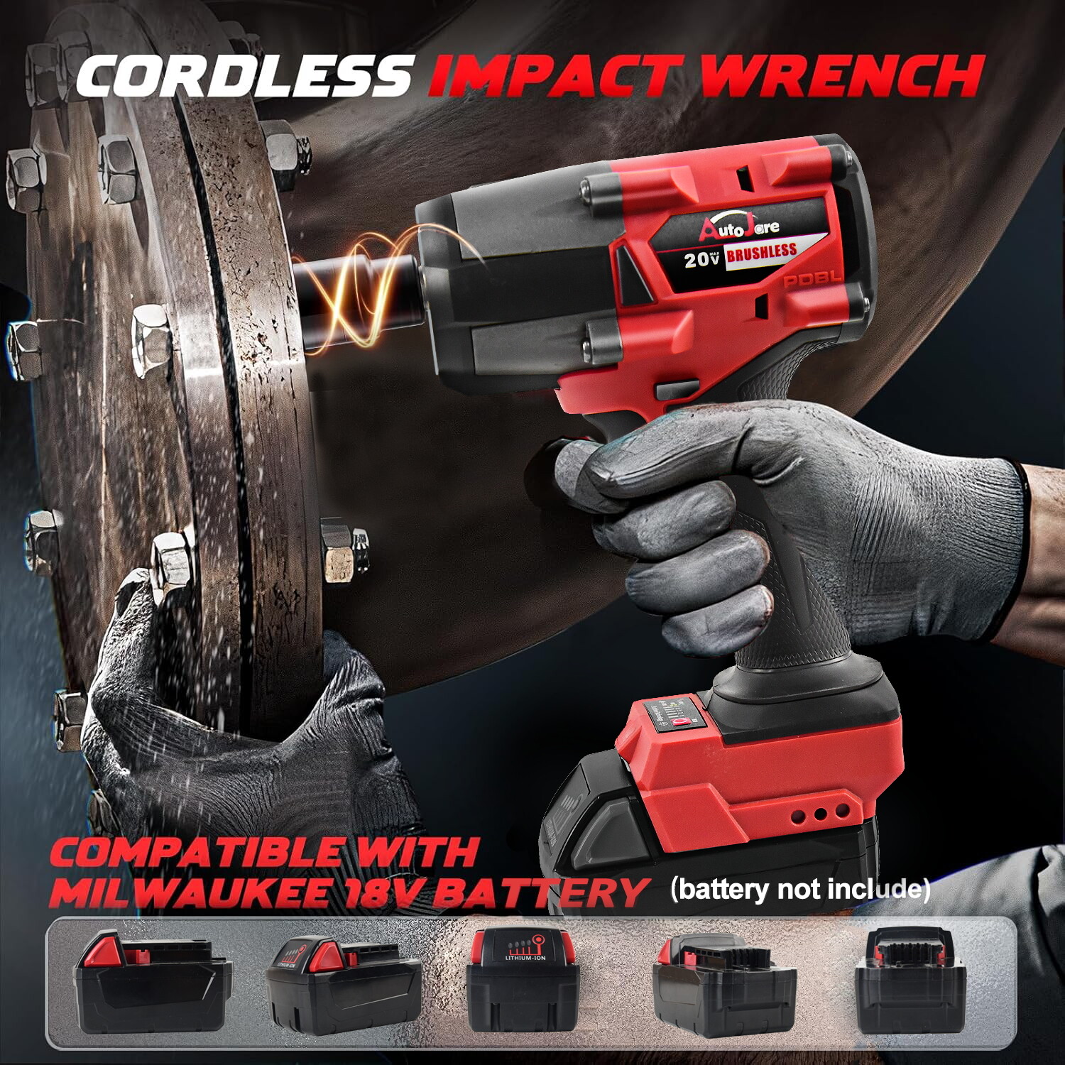 Cordless Impact Wrench for Milwaukee M18 1/2&Prime; Brushless High Torque 1500N.m