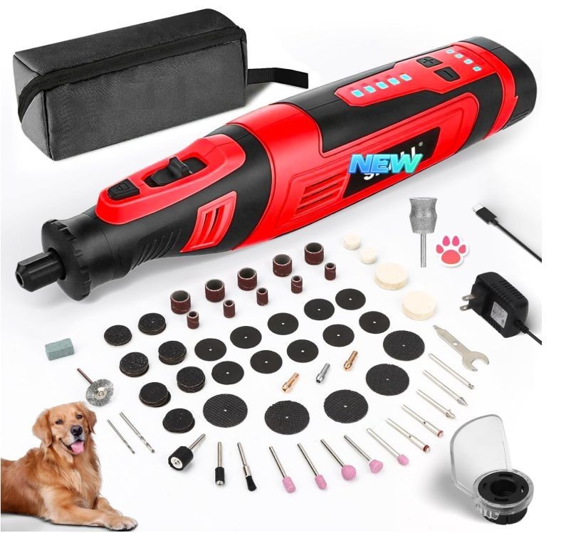 Kit de Herramienta Rotativa Inalámbrica 8V con 122 Accesorios y 5 Velocidades. N