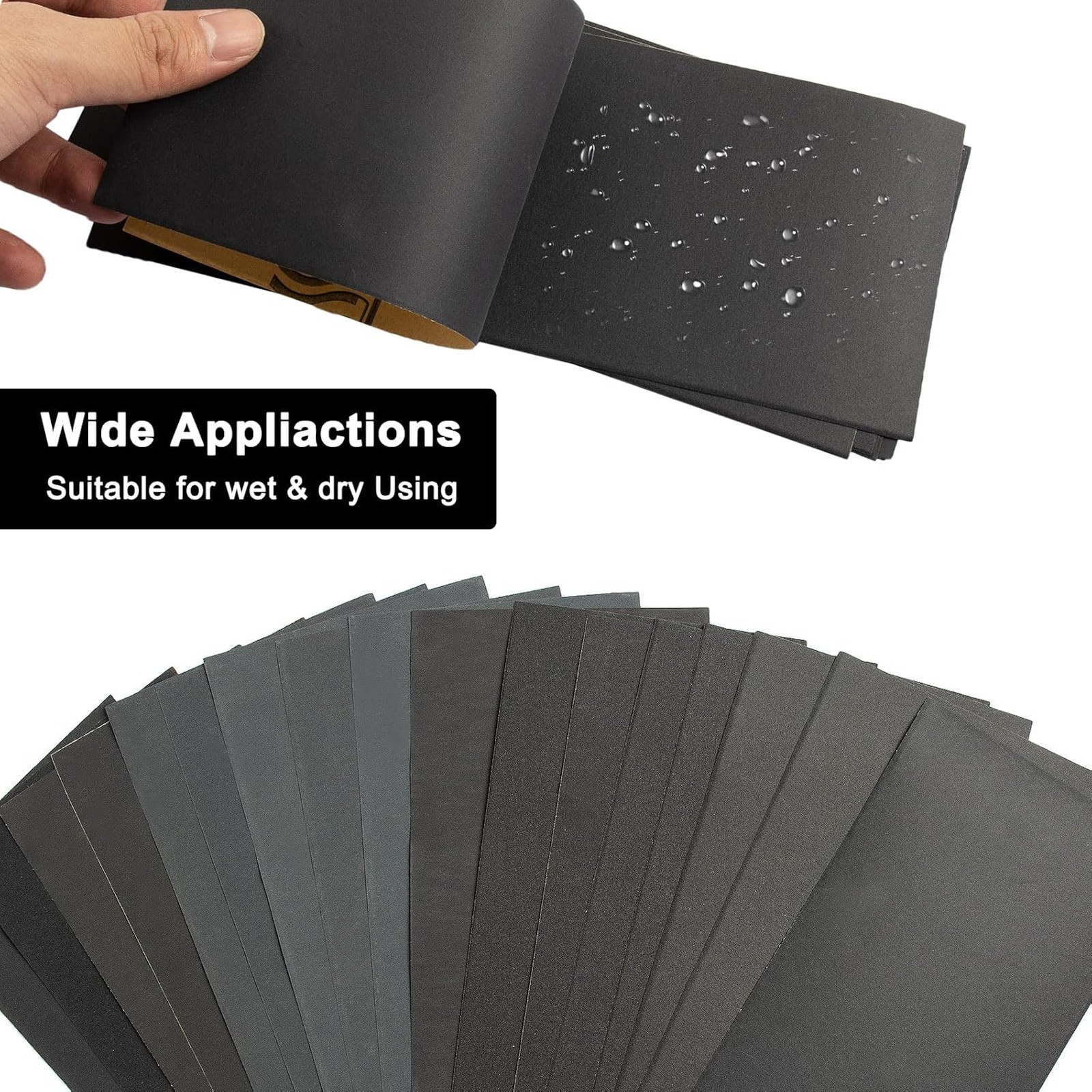 Wet Dry Sandpaper Assorted Grit 45 Sheets 9×3.6 Inch Automotive Metal Wood