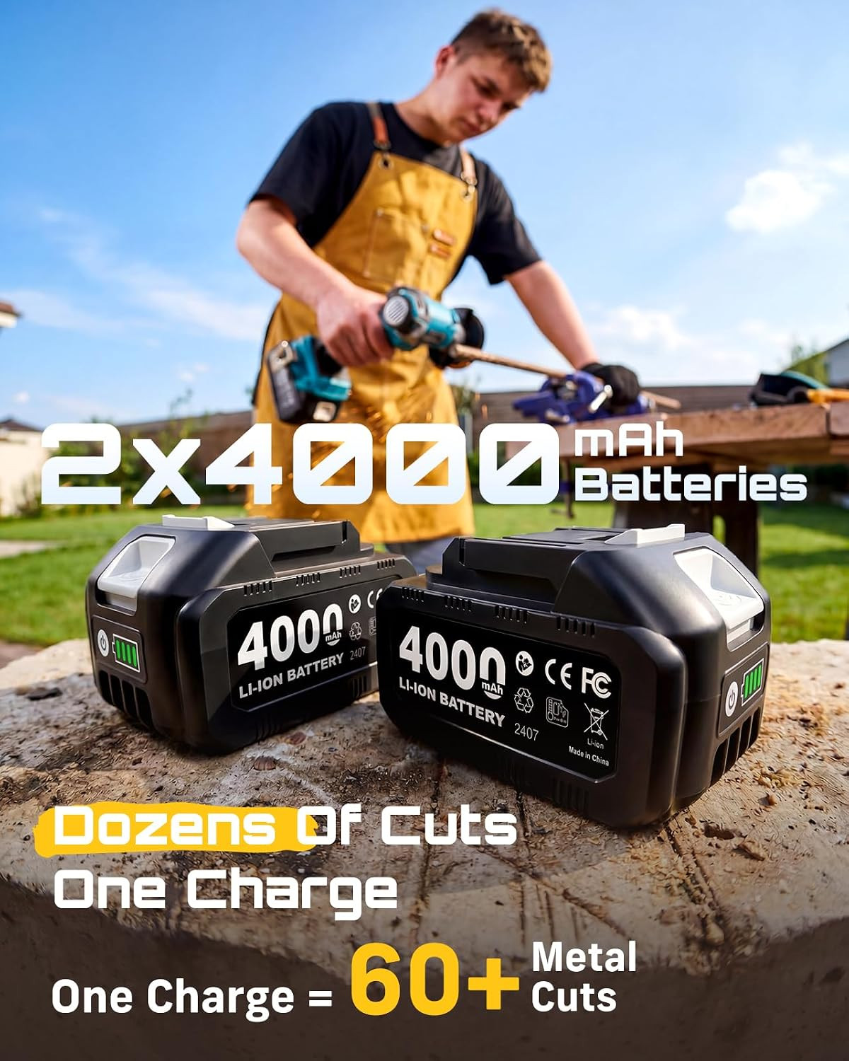 21V Brushless 3&Prime; Cordless Cut-Off Tool with 2X 4.0Ah Batteries, 20000 RPM Mini A