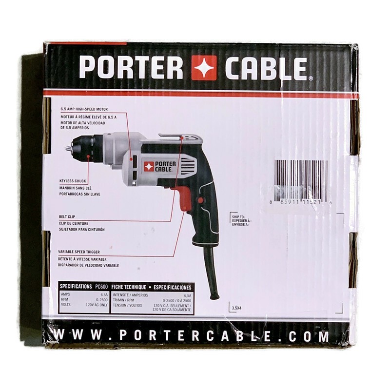 PORTER-CABLE PC600D 6-Amp 3/8-Inch Variable Speed Electric Keyless Corded Drill
