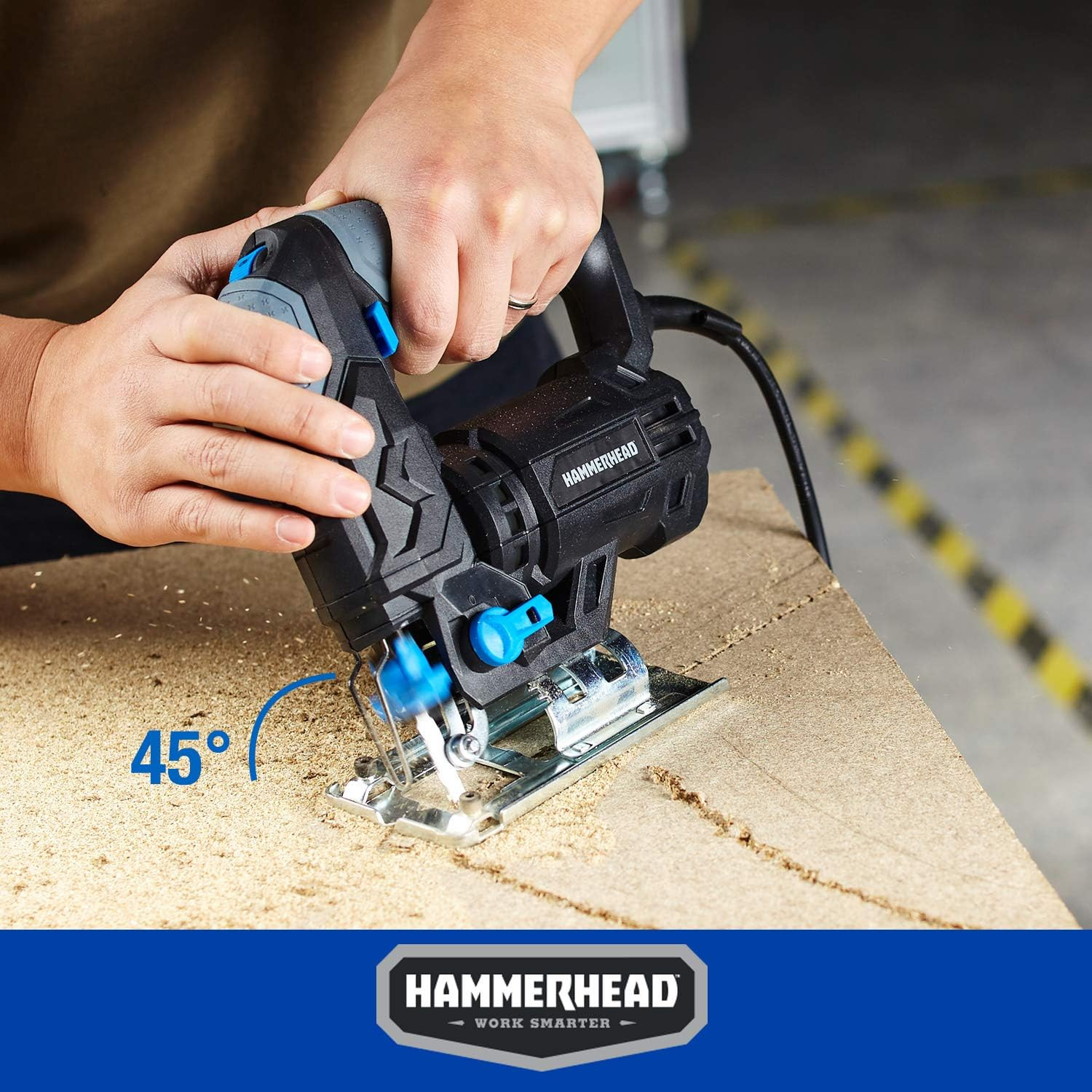 4.8-Amp 3/4 Inch Jig Saw with Orbital Function & 2 Wood Cutting Blades HAJS048