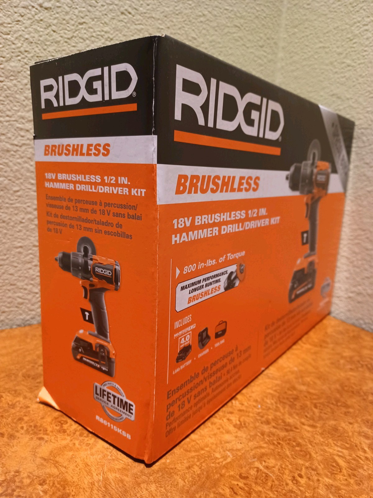 RIDGID 18V Brushless 1/2” Hammer Drill Driver Kit R86115KSB 4.0Ah NEW