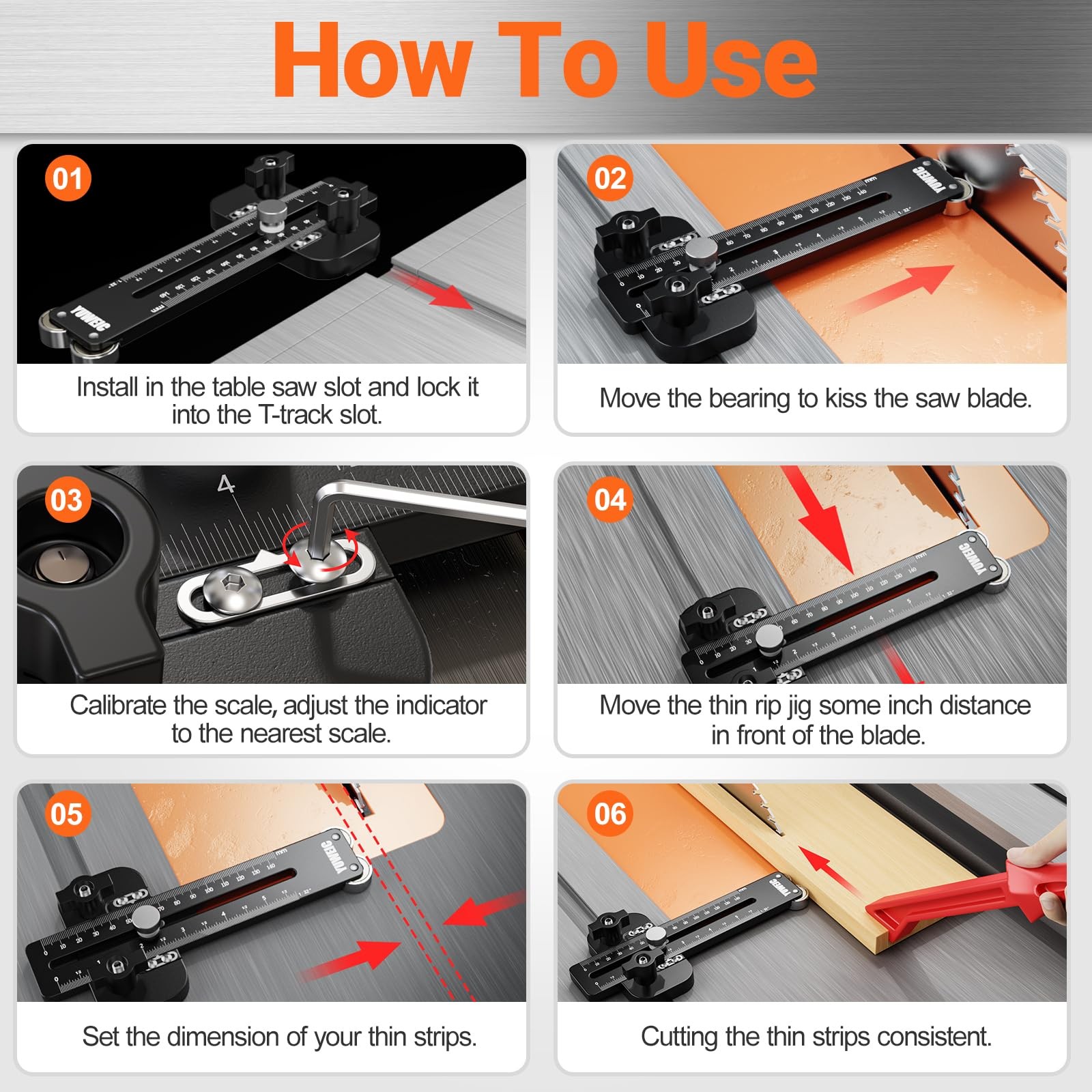 Thin Rip Jig Table Saw Jig Guide, 2 Pulleys Thin Rip Jig With Push Block for …