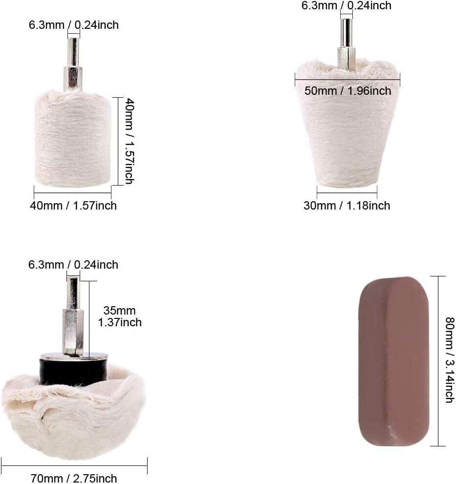 11pcs Buffing Polishing Cloth Cotton Mop Wheel Pad for Power Drill 1/4&Prime; Shank