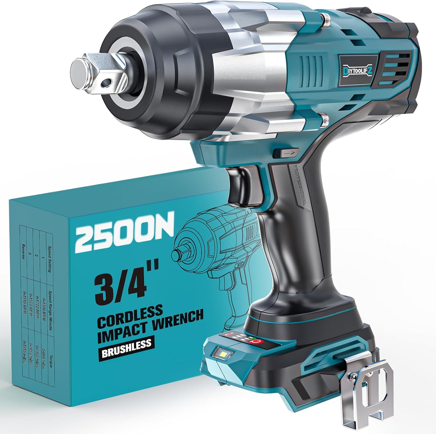 3/4&Prime; Cordless Impact Wrench Compatible with Makita 18V Battery: 1850Ft-Lbs(2500N