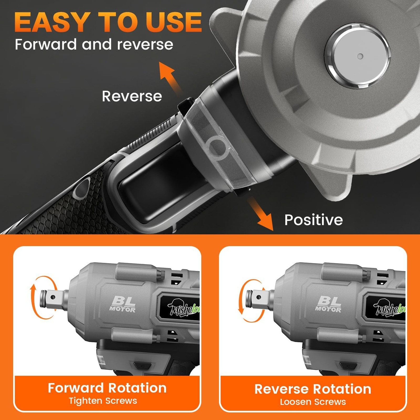 cordless impact wrench 1/2 inch,21V Brushless High Torque 1500N.m 1106ft-lbs
