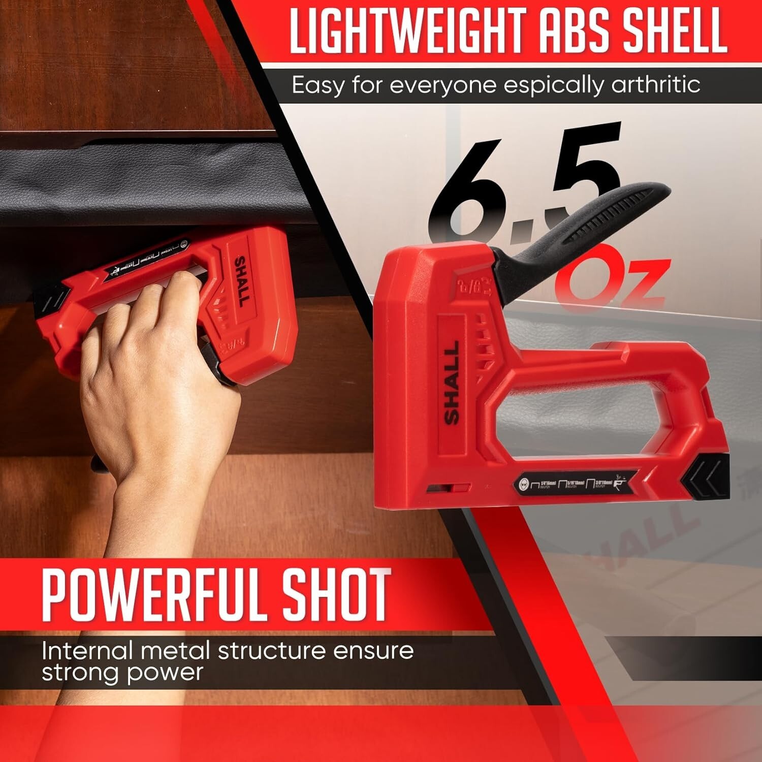 SHALL Light Duty Staple Gun for Wood – with 1600pcs JT21 Staples