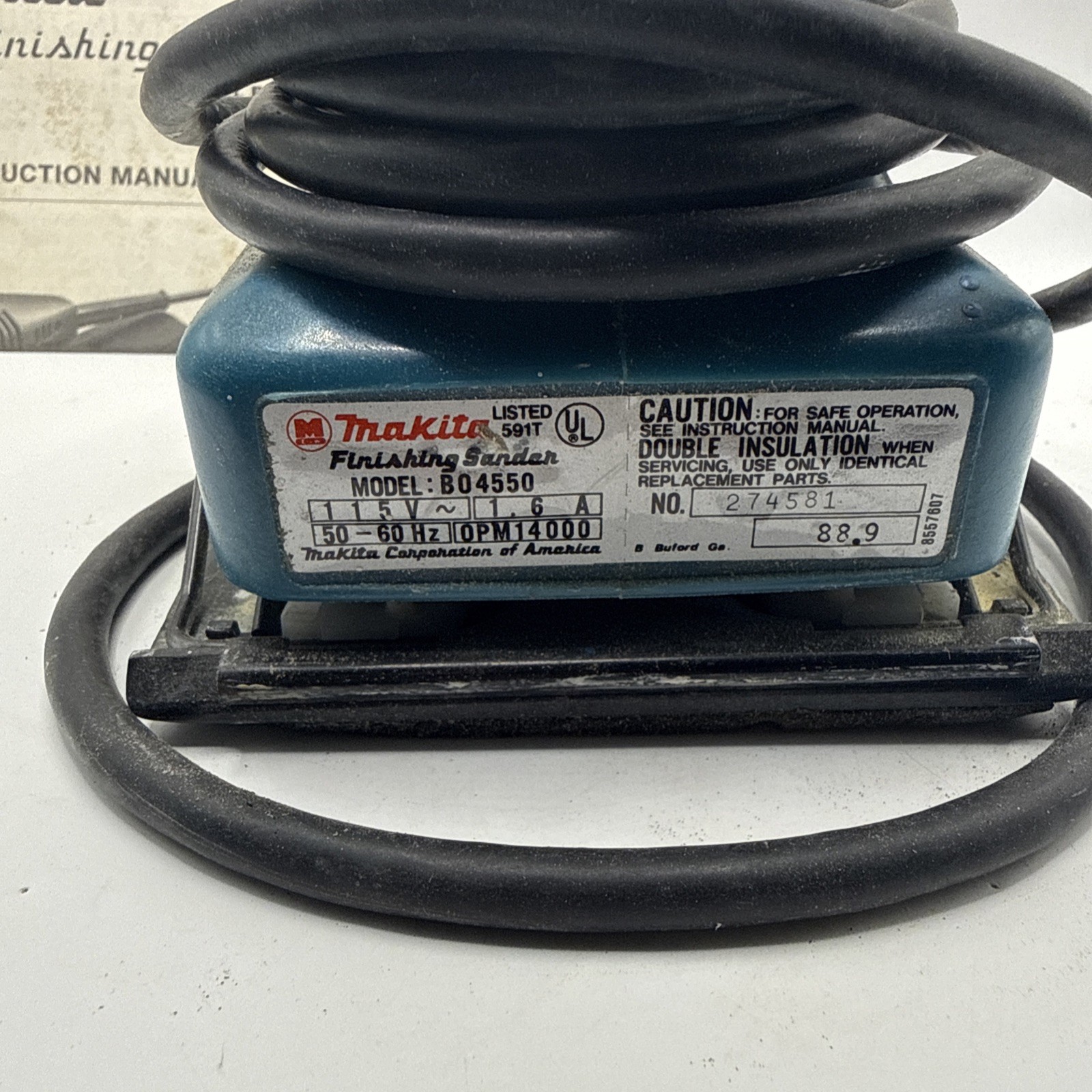 Makita Finishing Sander Corded Model B04550 TESTED / WORKS
