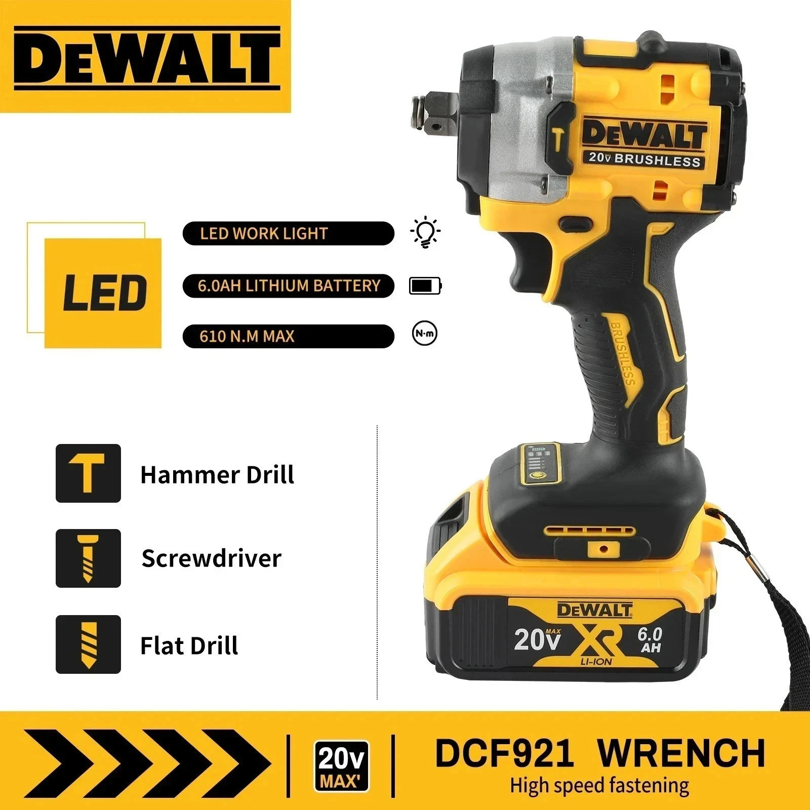 DEWALT DCF921B 20V 1/2inch Impact Wrench