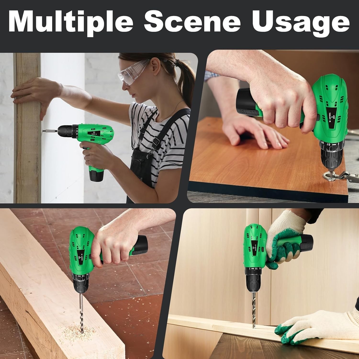 Cordless Drill Set,12V- Electric Drills Bits, 3/8 » Keyless Chuck w/ Battery …