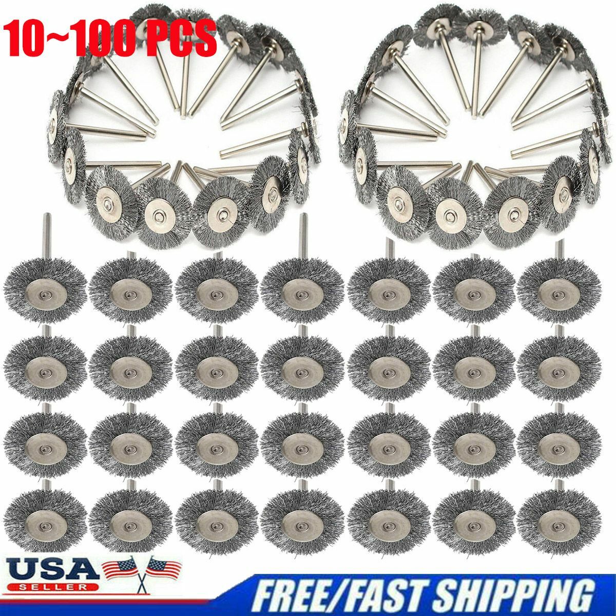 10-100X Stainless Steel Wire Brush Fit Dremel Rotary Tool Grinder Removal Wheel
