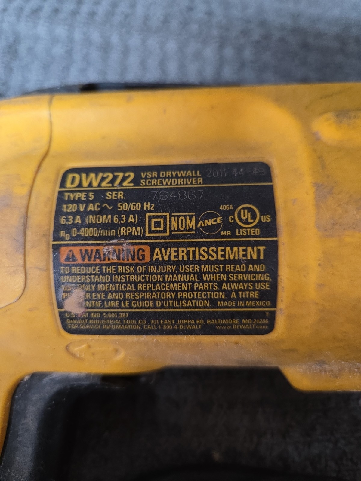 DEWALT DW272 VSR Drywall Screwdriver