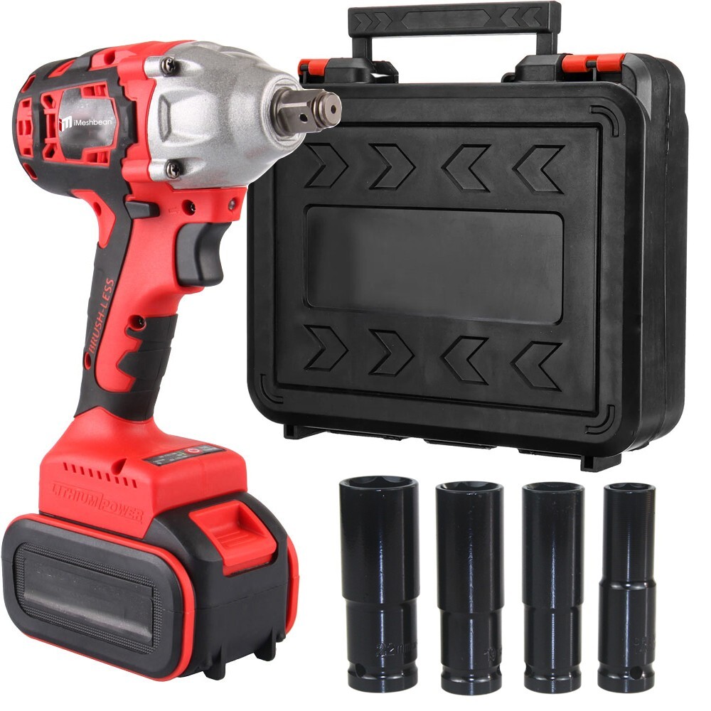 1/2&Prime; 20V Brushless Impact Wrench Torque Rattle Gun kit Electric cordless battery