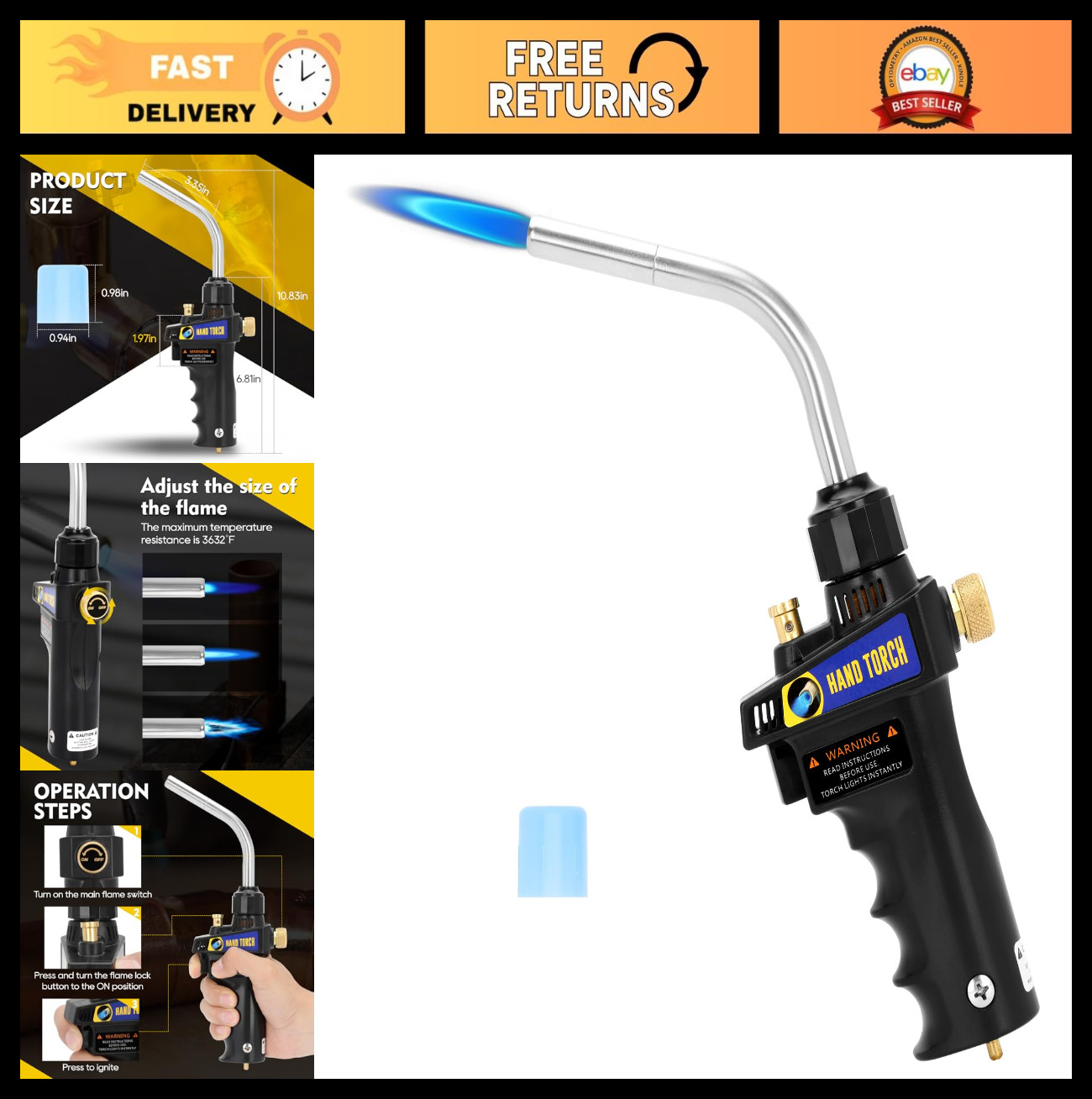 Adjustable Turbo Torch Kit with Quick Disconnect for Brazing, Heating & Welding