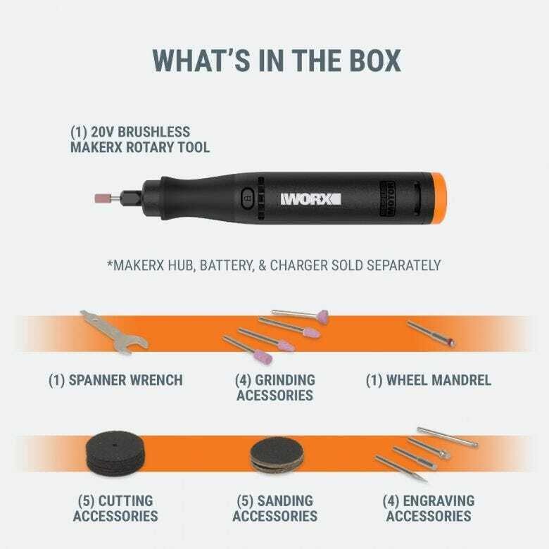 WX739L.9 Worx 20V MAKERX Rotary Tool Kit – Battery / Hub Not included CR