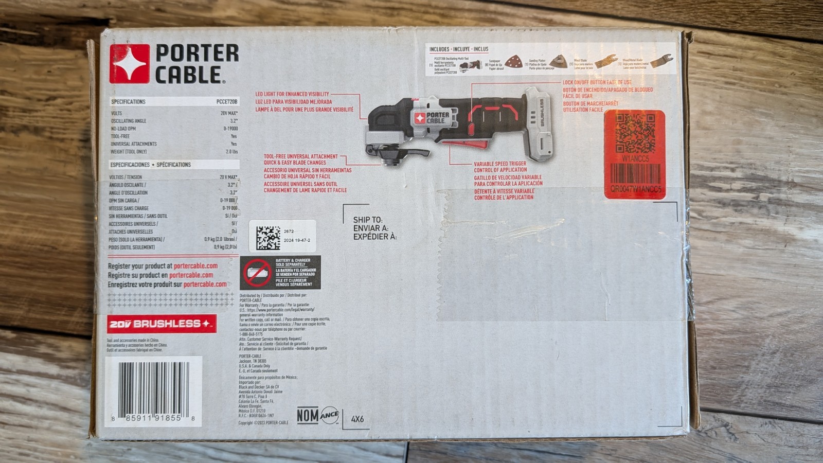 PORTER-CABLE 20V Brushless Oscillating Multi Tool (Tool Only) PCCE720B, NEW