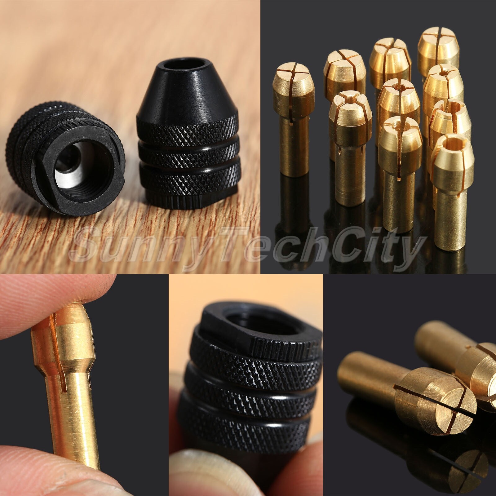 0.5mm-3.2mm Brass Collet Chuck 4.3mm Shank & M8 Keyless Chuck Rotary Tool Kit