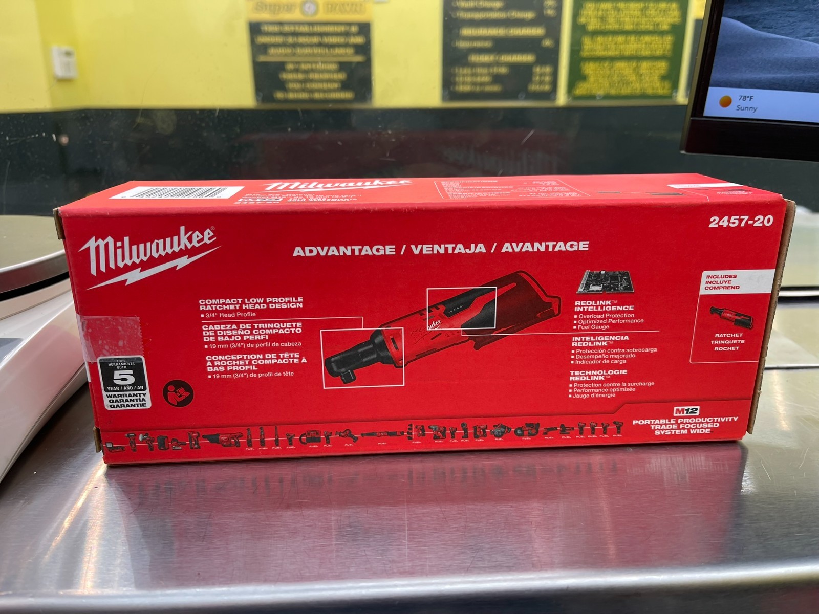 Milwaukee 2457-20 M12 12V 3/8&Prime; Inch Cordless Ratchet Tool Only (New/Sealed)