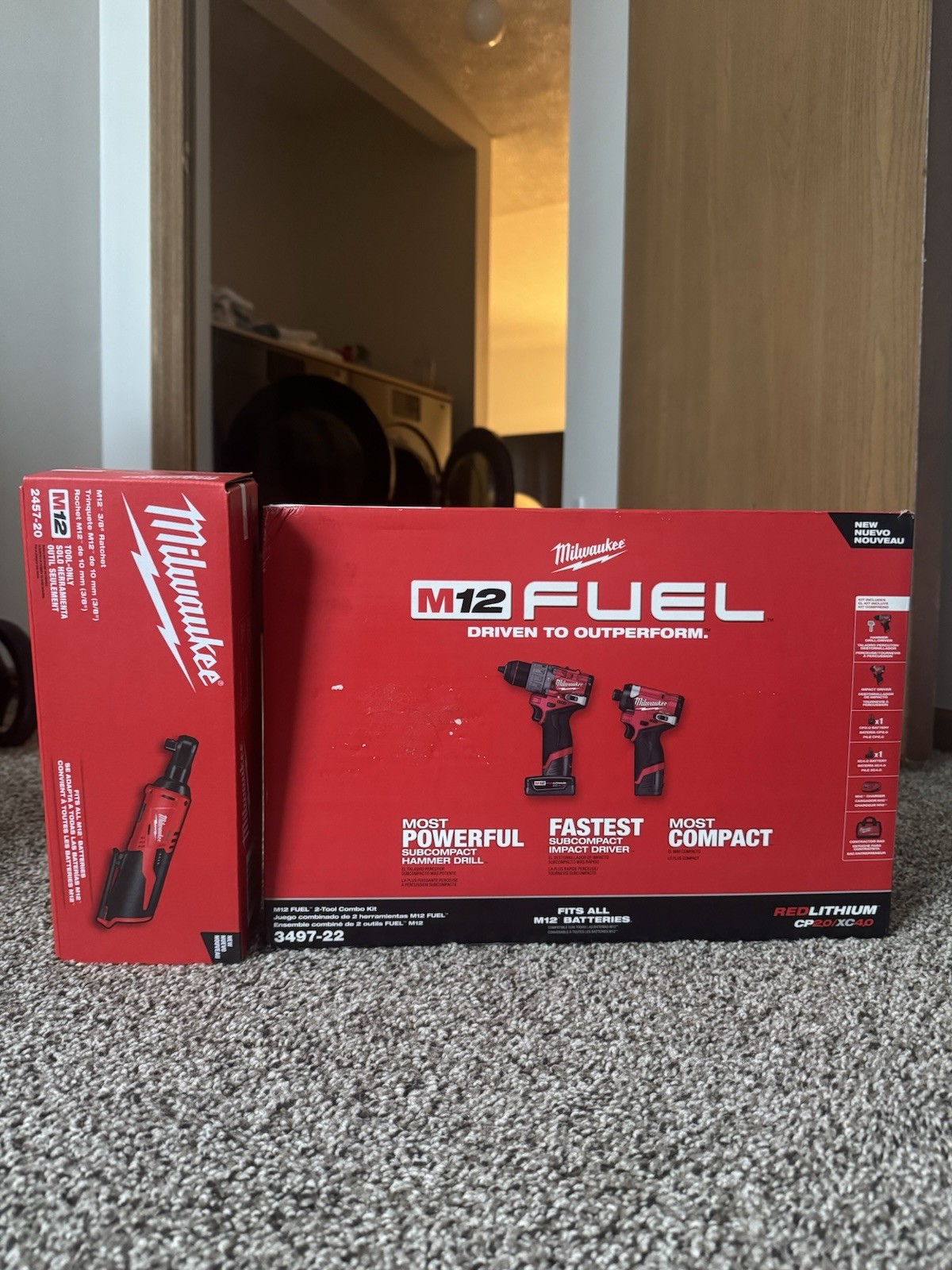 Milwaukee M12 FUEL 2-Tool Kit Hammer Drill & Impact Driver w/2 Batteries Charger