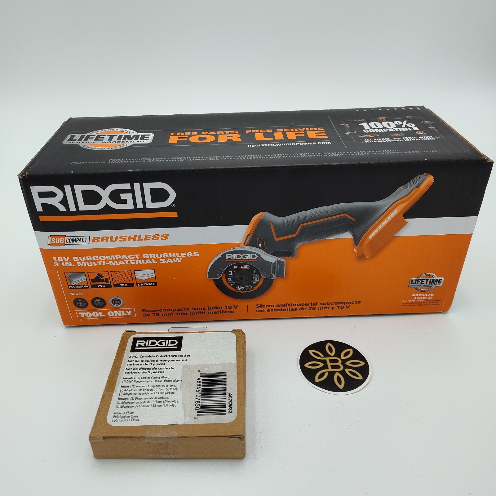 RIDGID R87547B 18V BRUSHLESS Multi-Material Saw Cutting Sub-Compact 3&Prime; Cordless