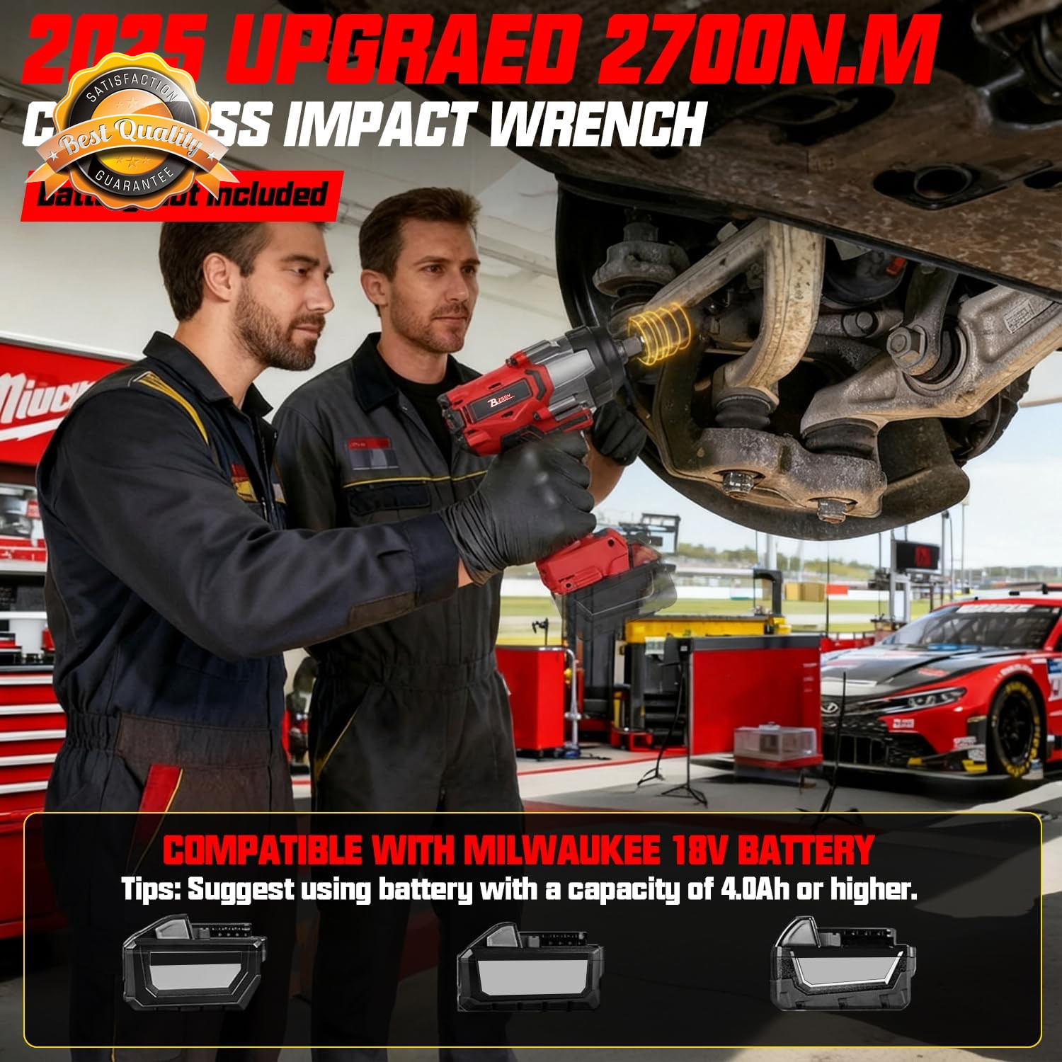 Cordless Impact Wrench 3/4In 2000Ft-Lbs Milwaukee 18V 4 Speed Brushless