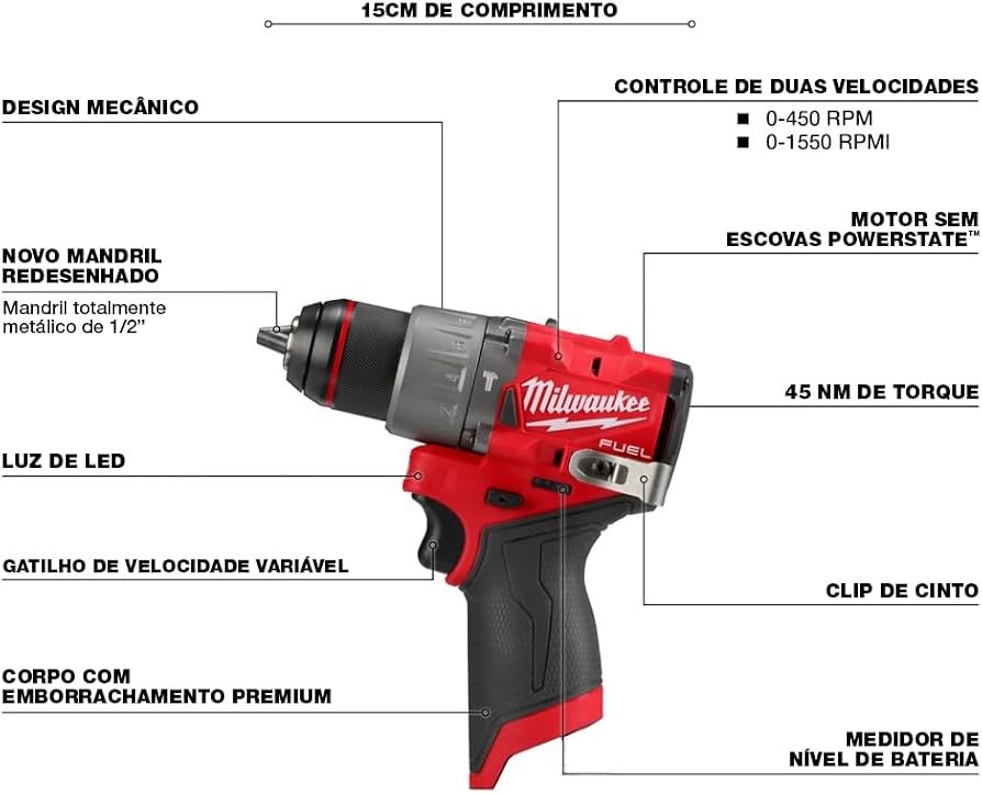 Milwaukee 2504-20 M12 12V Cordless Mini Drill/Driver – Red